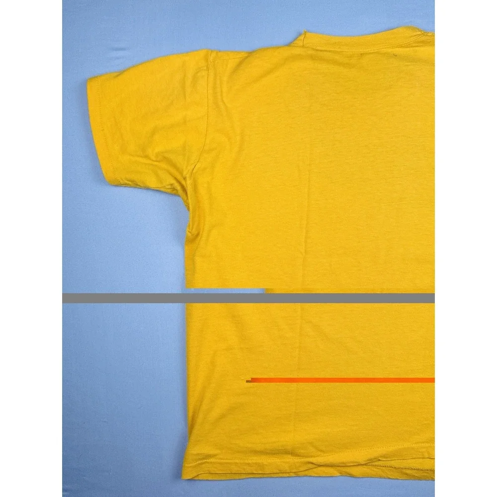 Vintage 80s Nike Logo T-Shirt Yellow Single Stitch Made in USA Size S